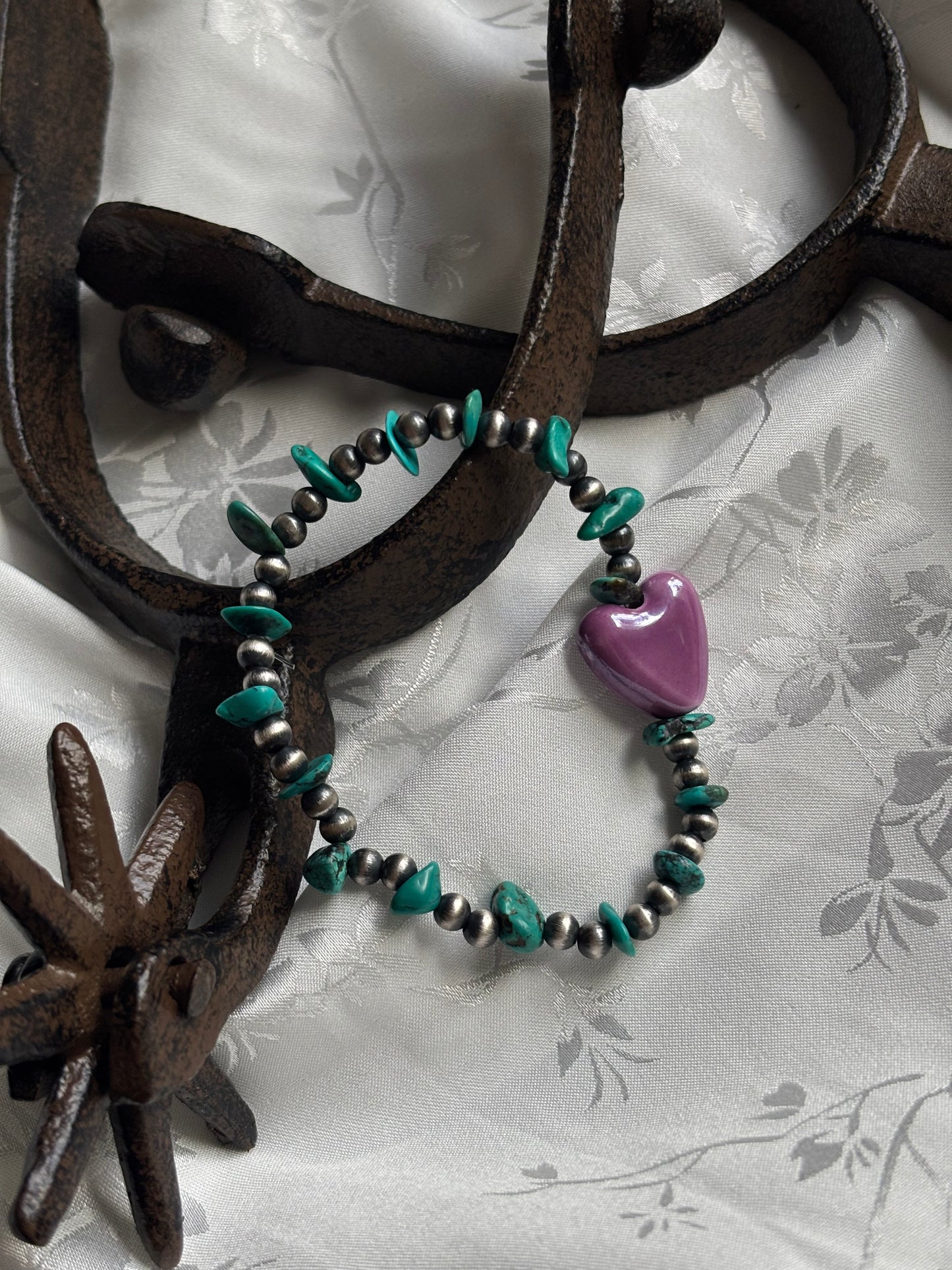 Stretchy Bracelet- Purple Heart