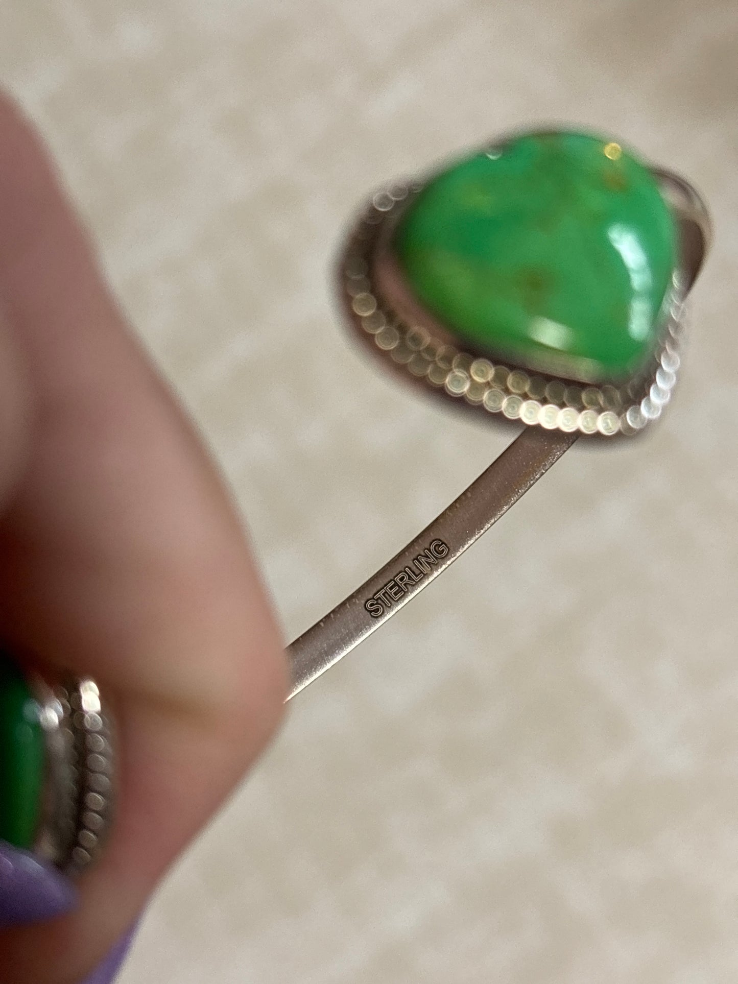 Double Heart Cuff- Green