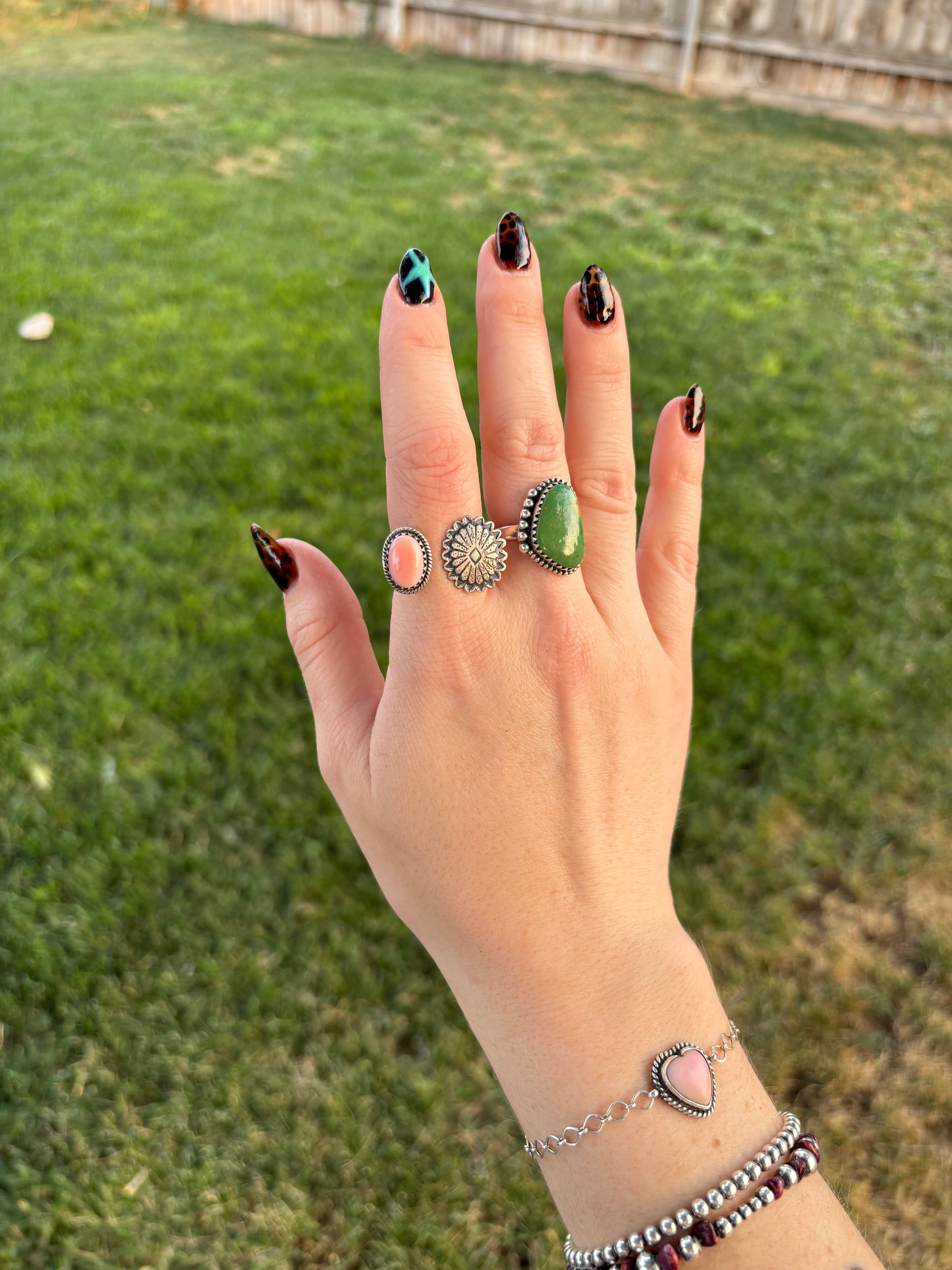 Pink Concho Ring-Adj.