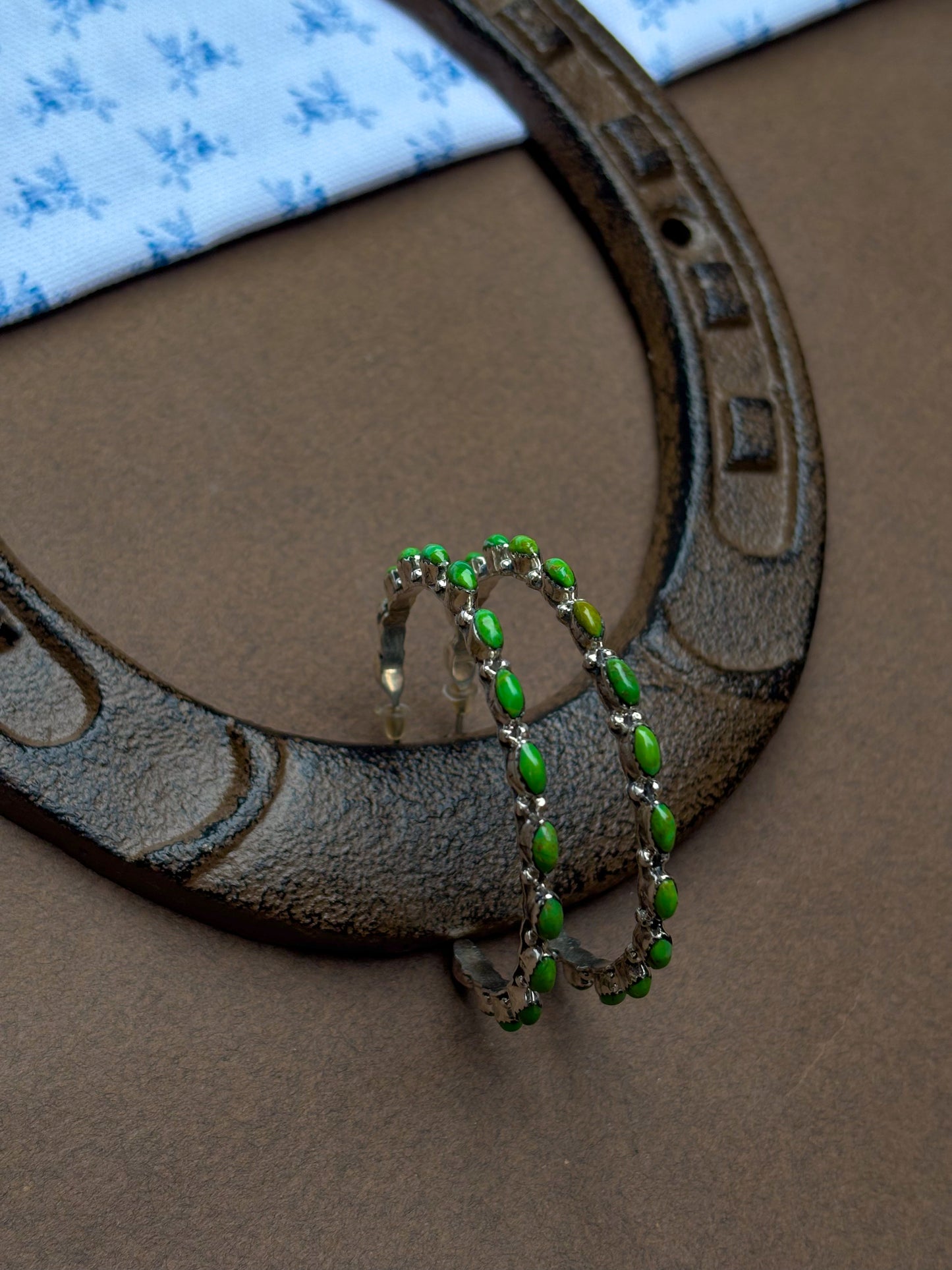 Green Turquoise Hoops