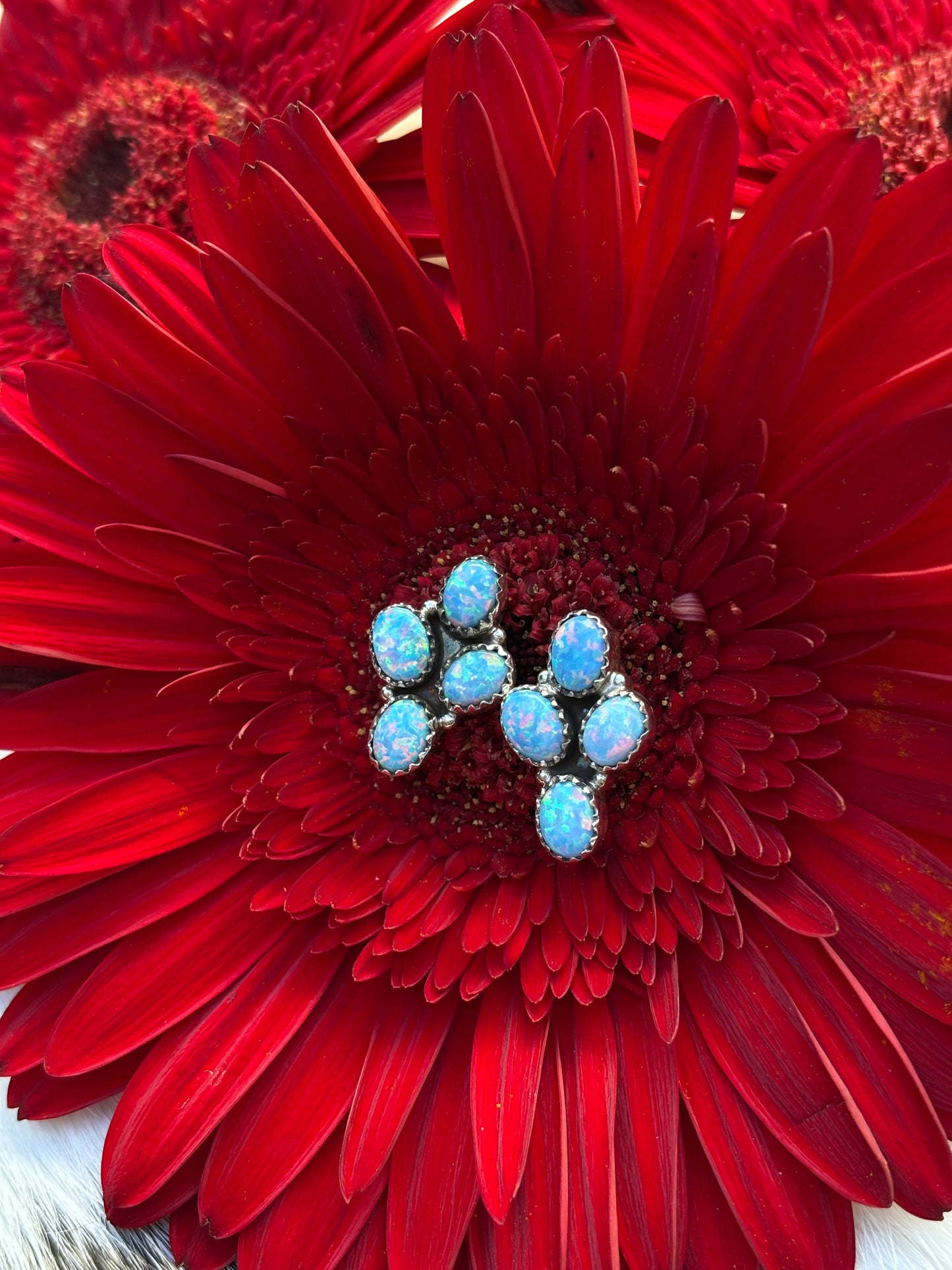 Blue Opal Cluster Earrings