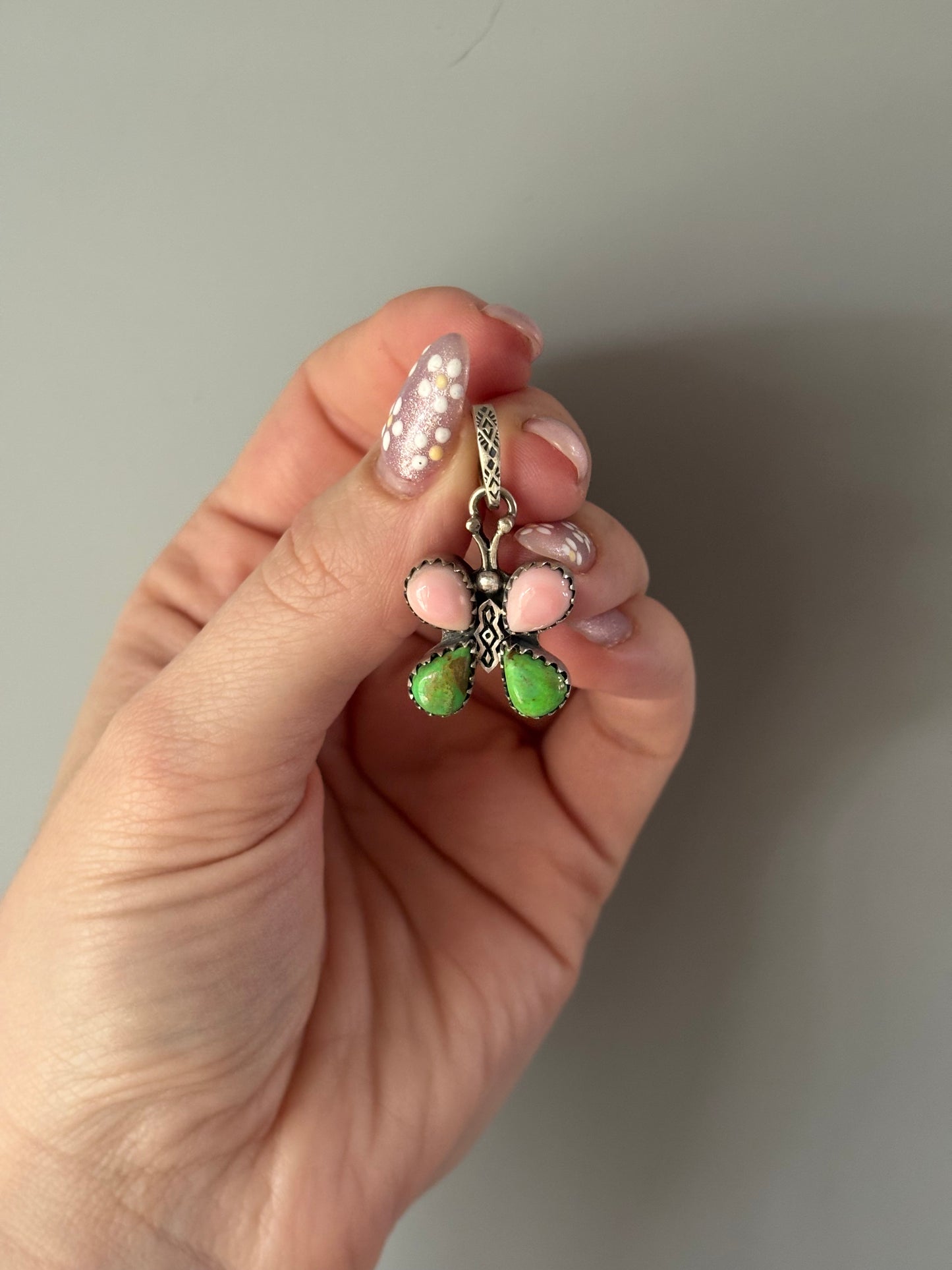Pink & Green Butterfly Pendant