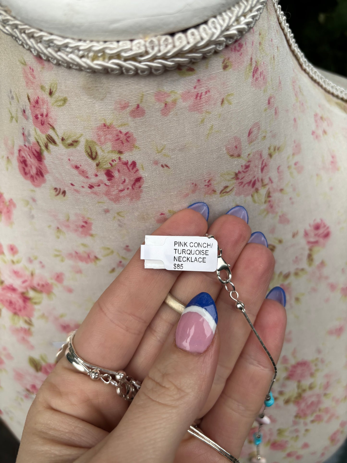 Native Pink Hearts & Turquoise Necklace