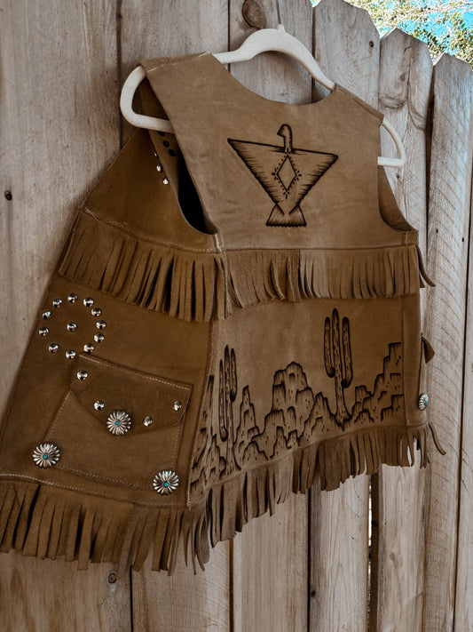 Hand Burned VINTAGE Vest (XS)