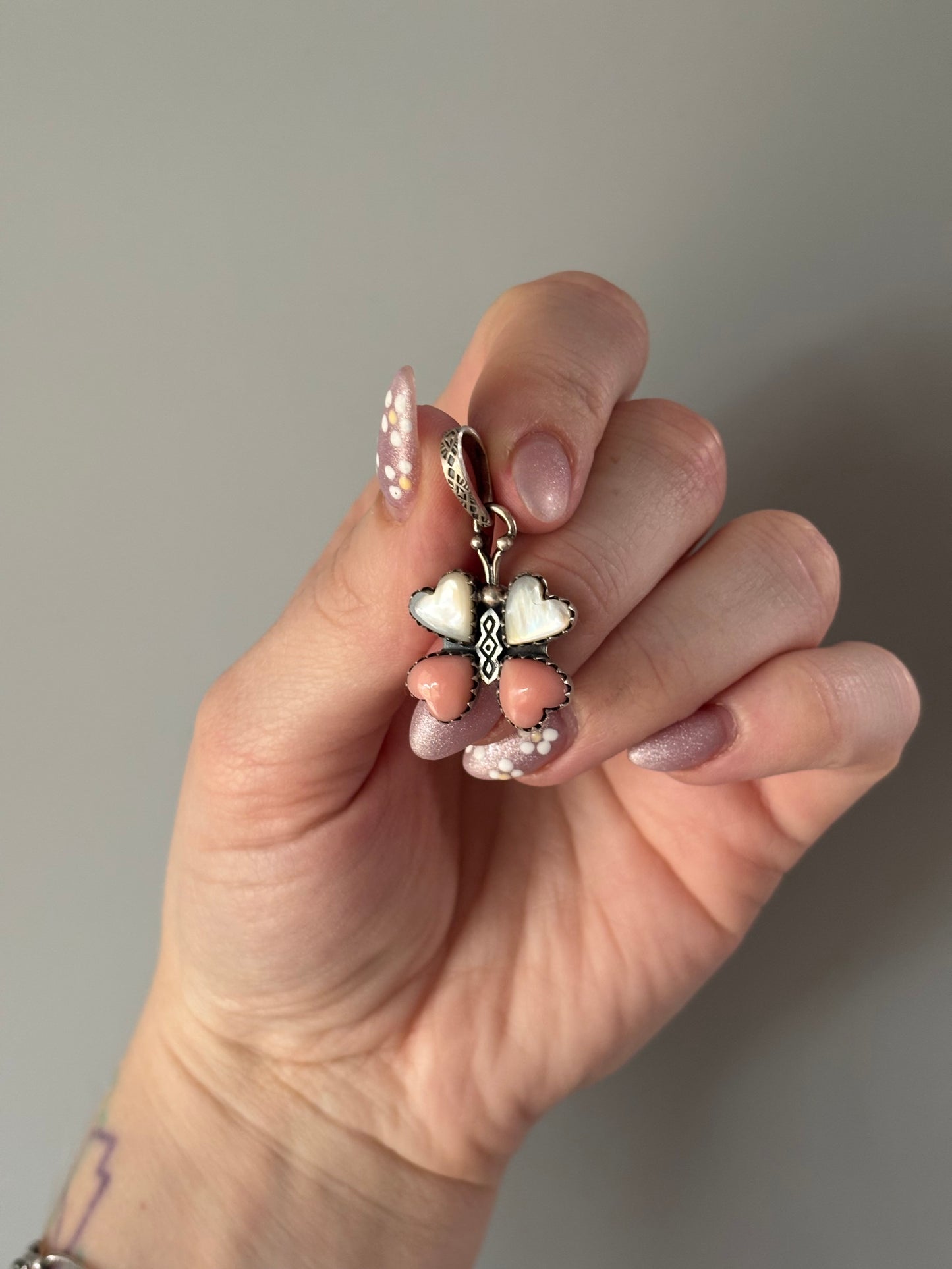 MOP & Pink Butterfly Pendant