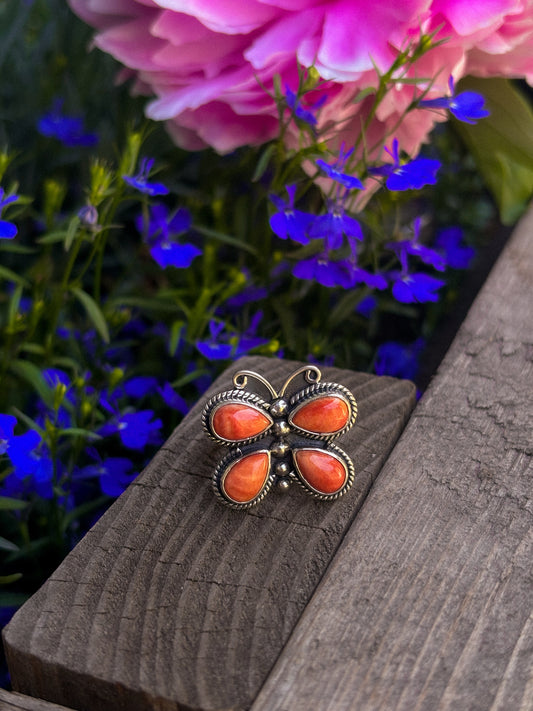 Orange Butterfly Ring-7.75