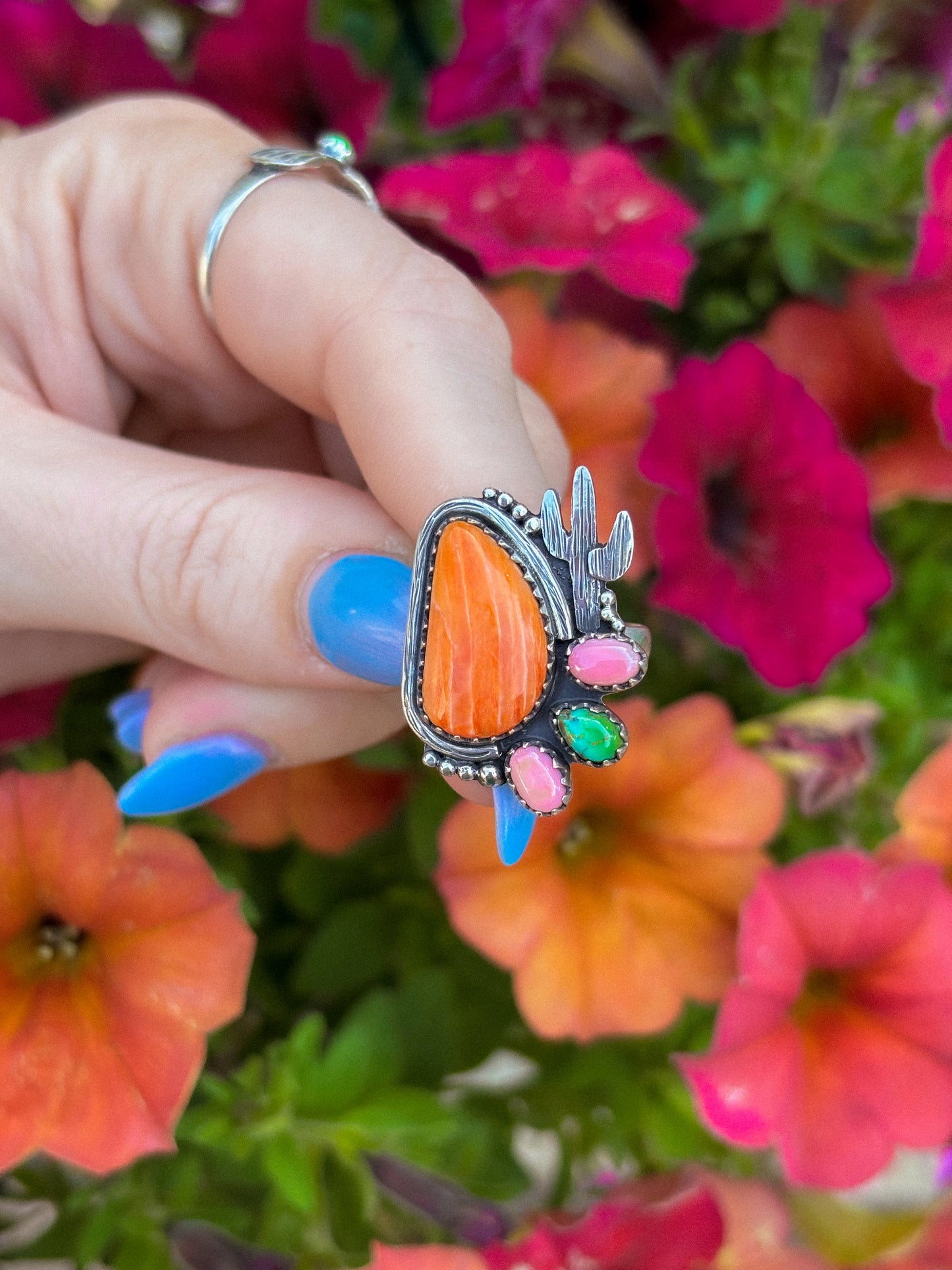 Cactus & Stones Ring-Adj.