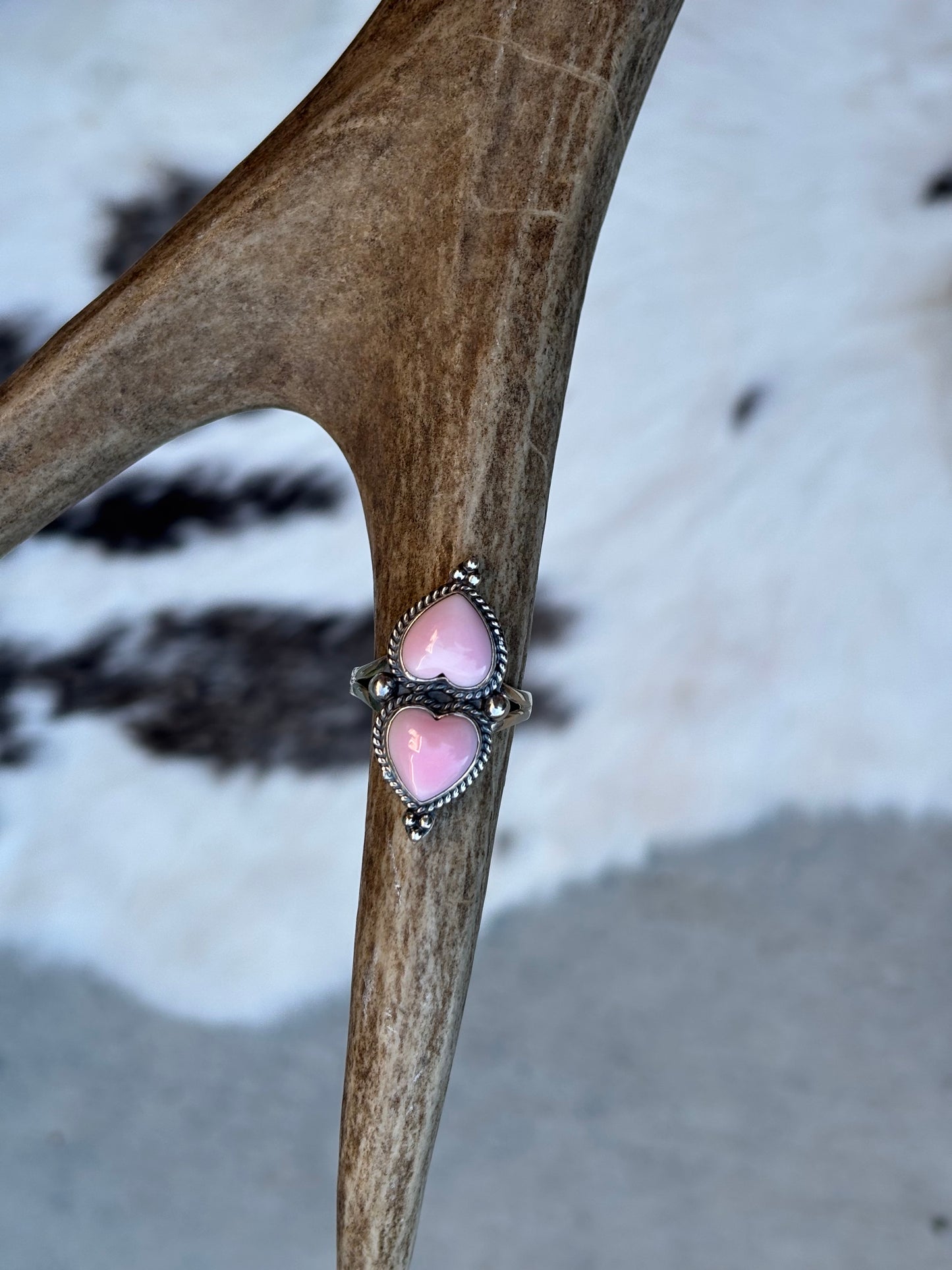 Pink Double Hearts Ring-9