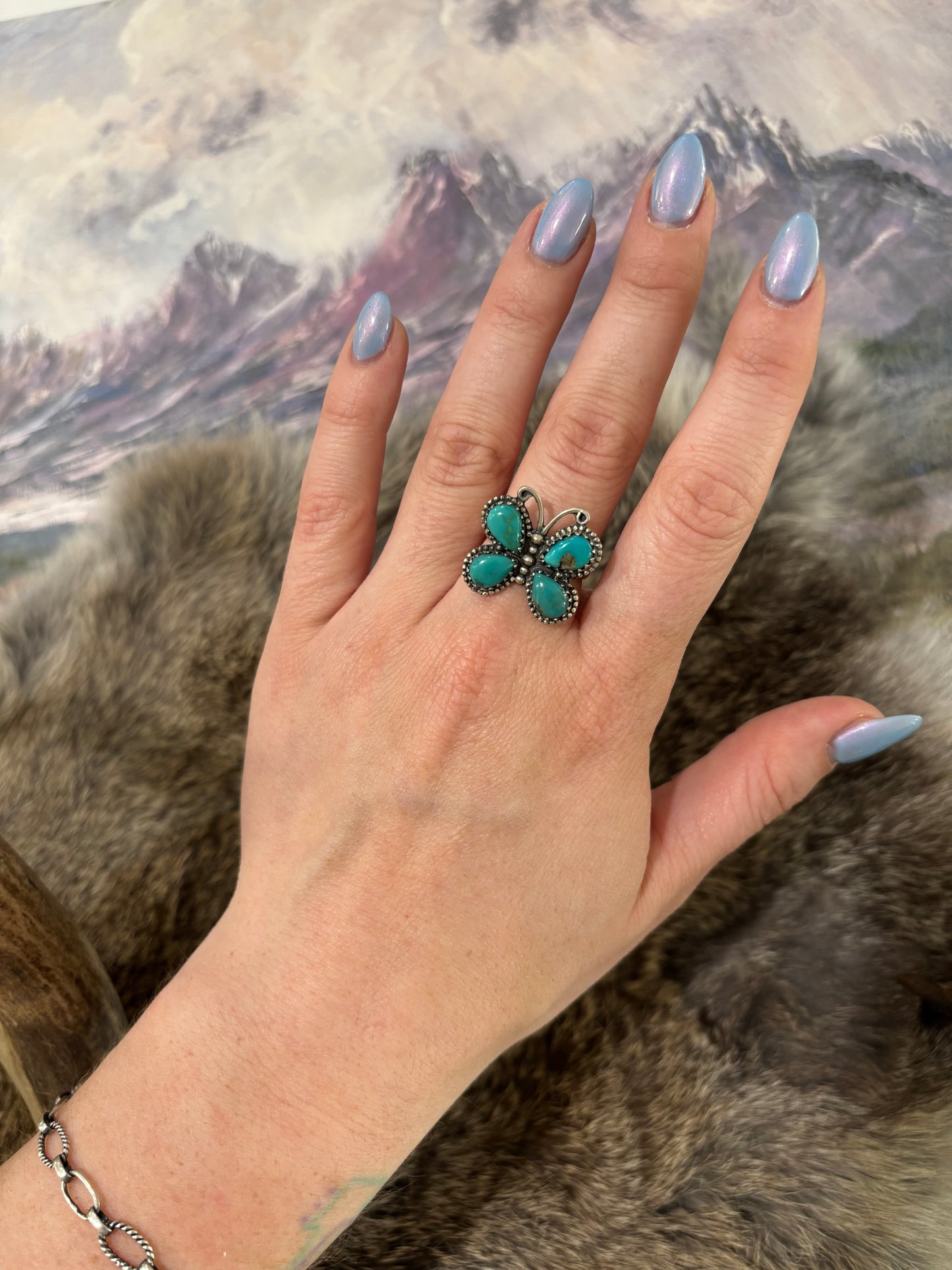 Blue Butterfly Ring-Adj