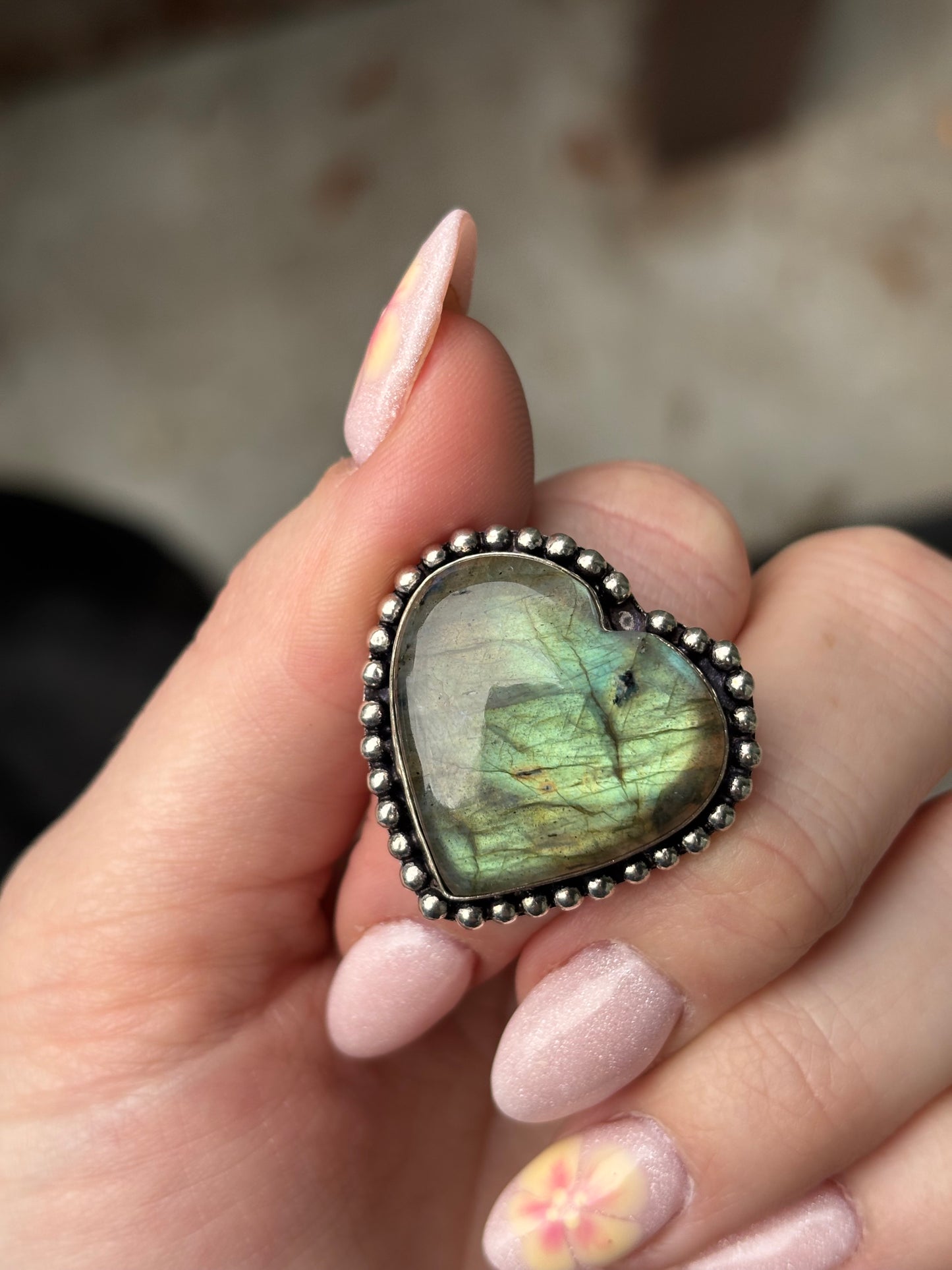Heart Labradorite Ring-8