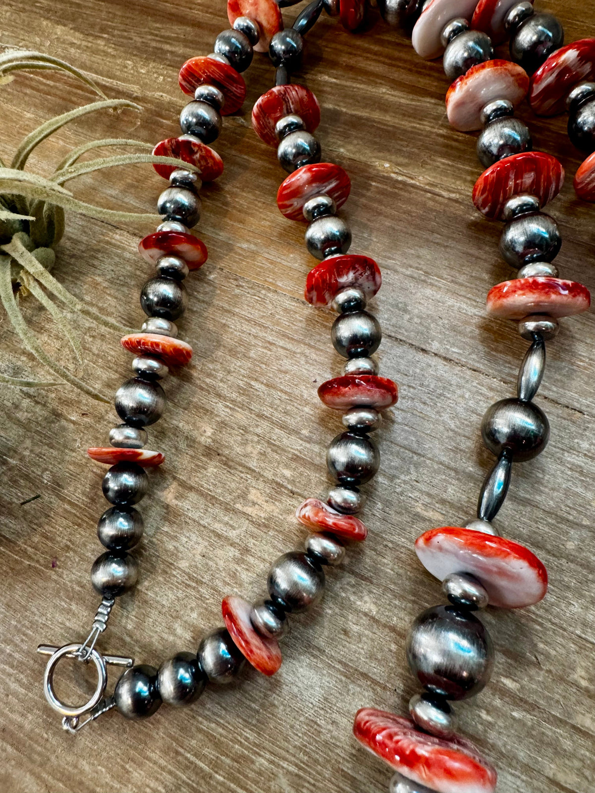 NFR Collection Necklace – Graduated Spiny Oyster & Sterling Silver Pearls 45"