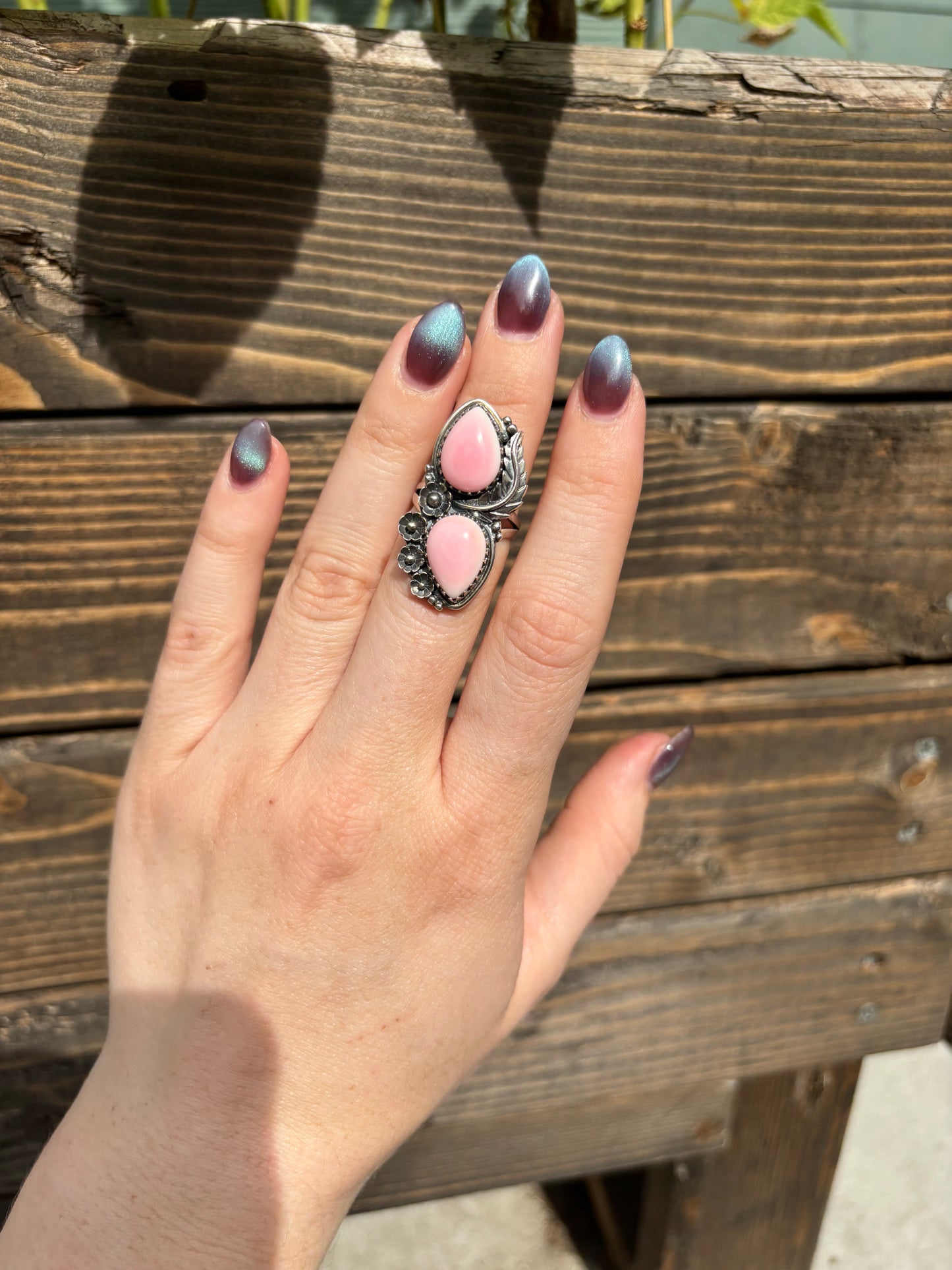 Pink Conch Floral Ring-7