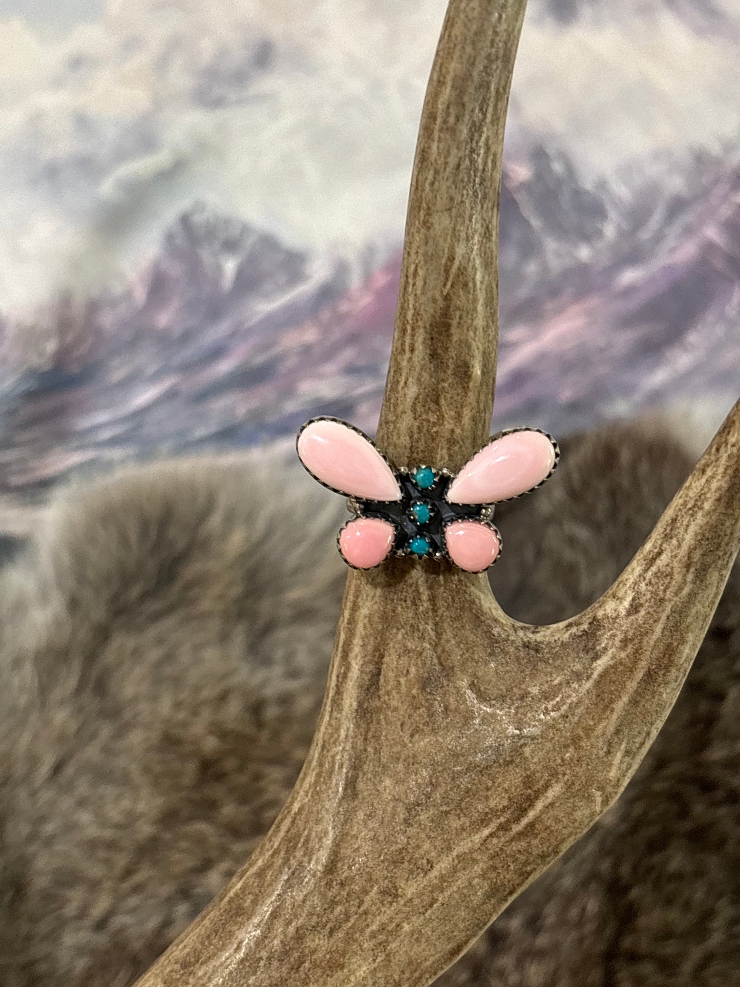 Pink & Blue Butterfly Ring-8.5