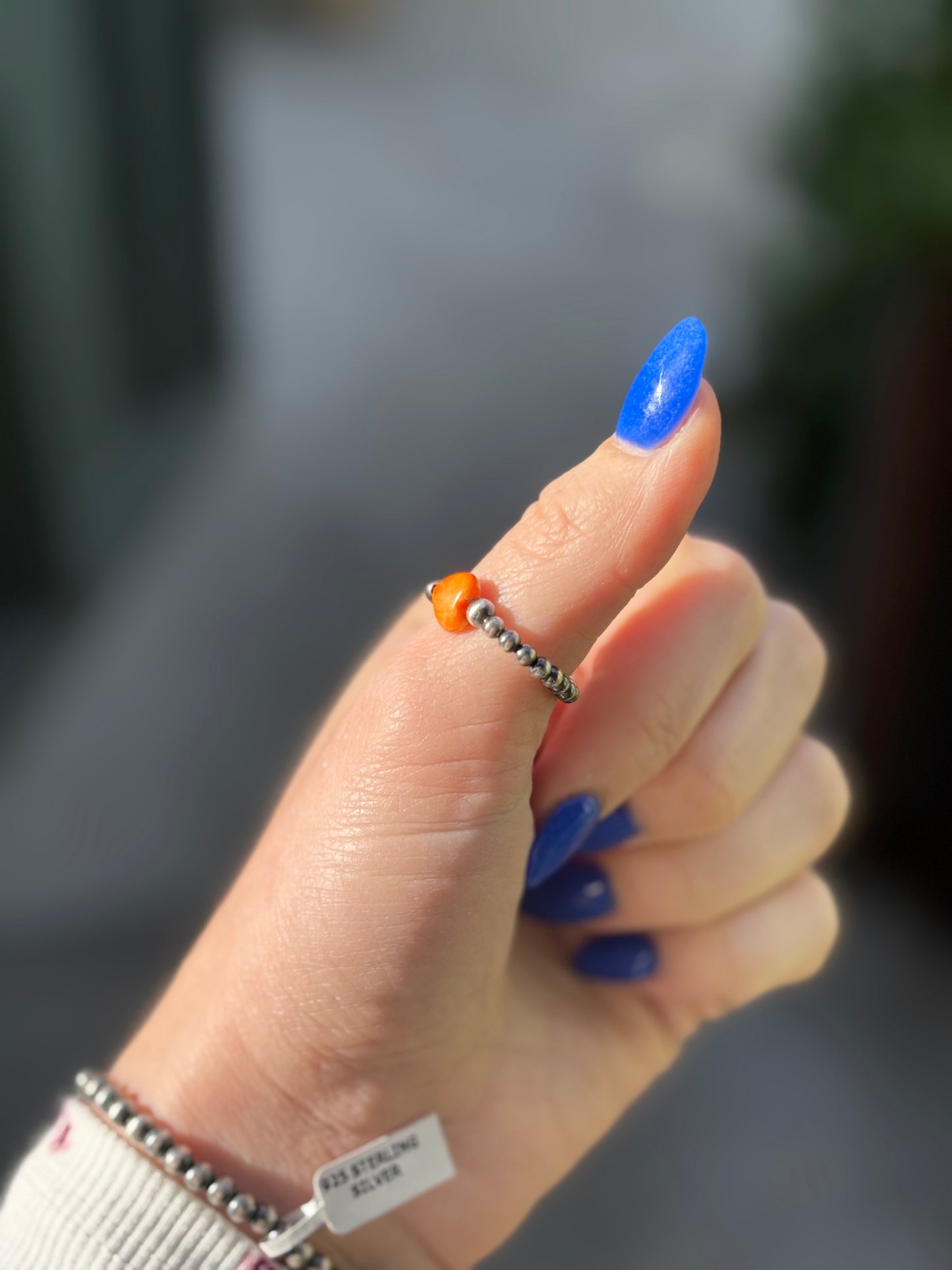 Stretchy Sterling Pearl Ring