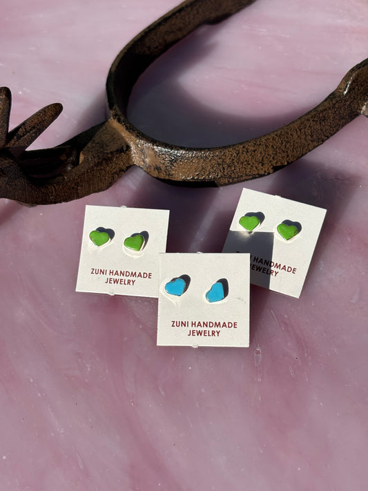 Zuni Heart Studs