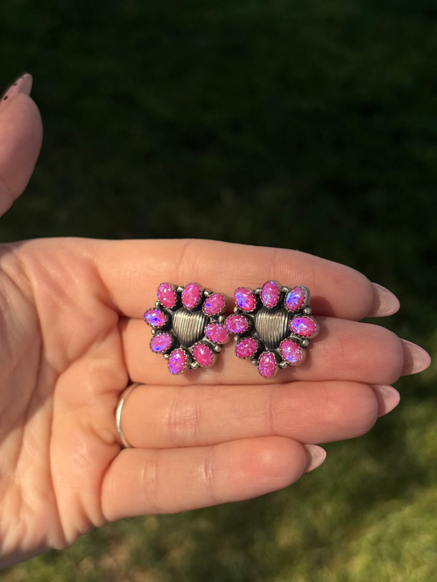 Pink Opal Heart Clusters