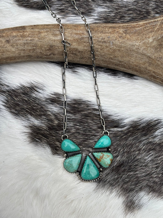 Large Turquoise Cluster Necklace