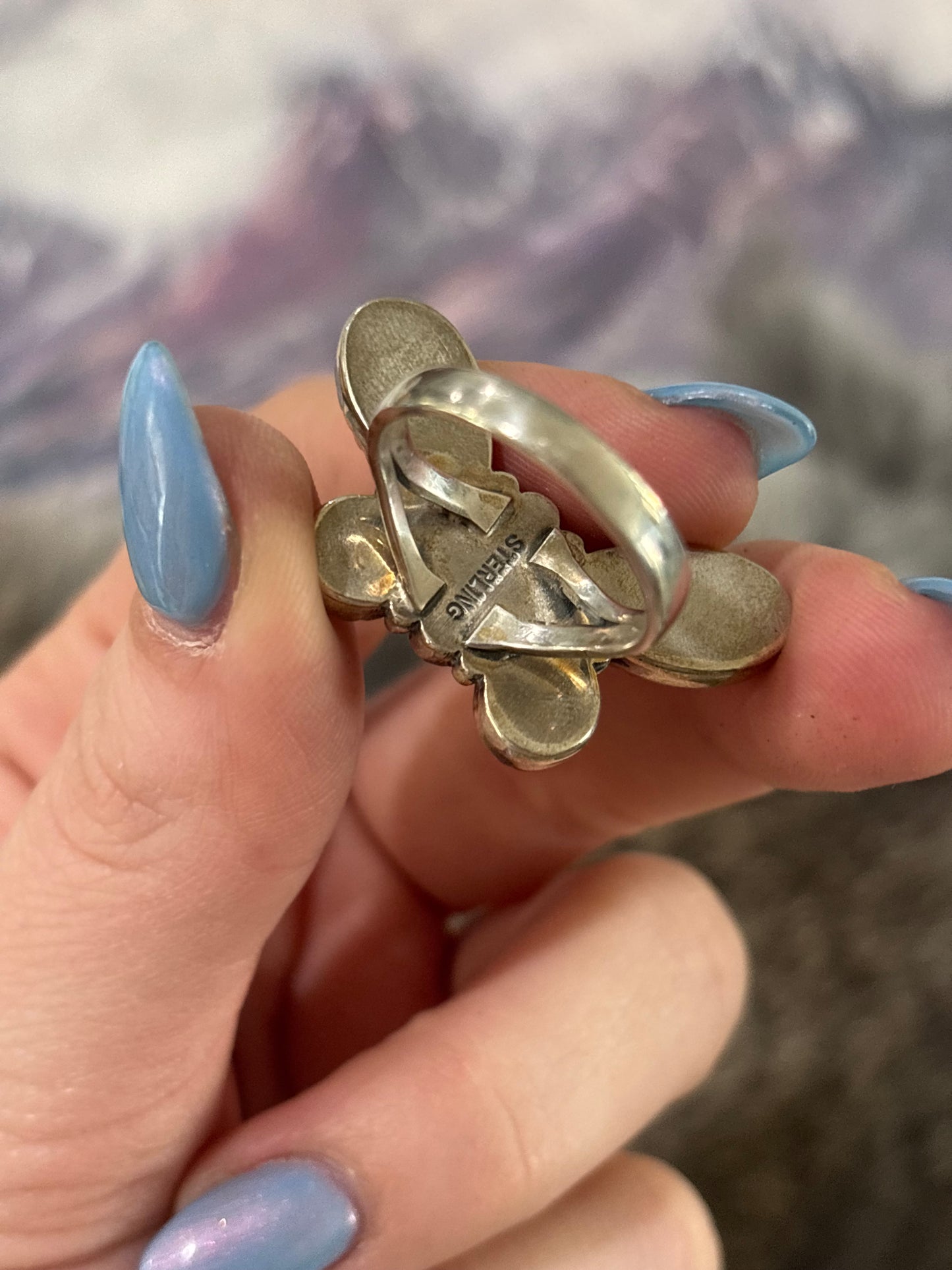 Pink & Blue Butterfly Ring-8.5