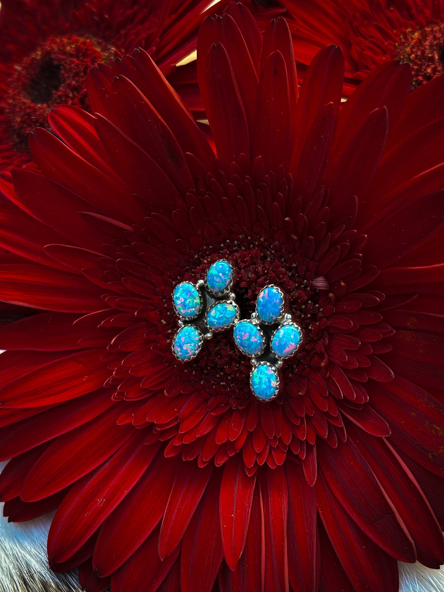 Blue Opal Cluster Earrings