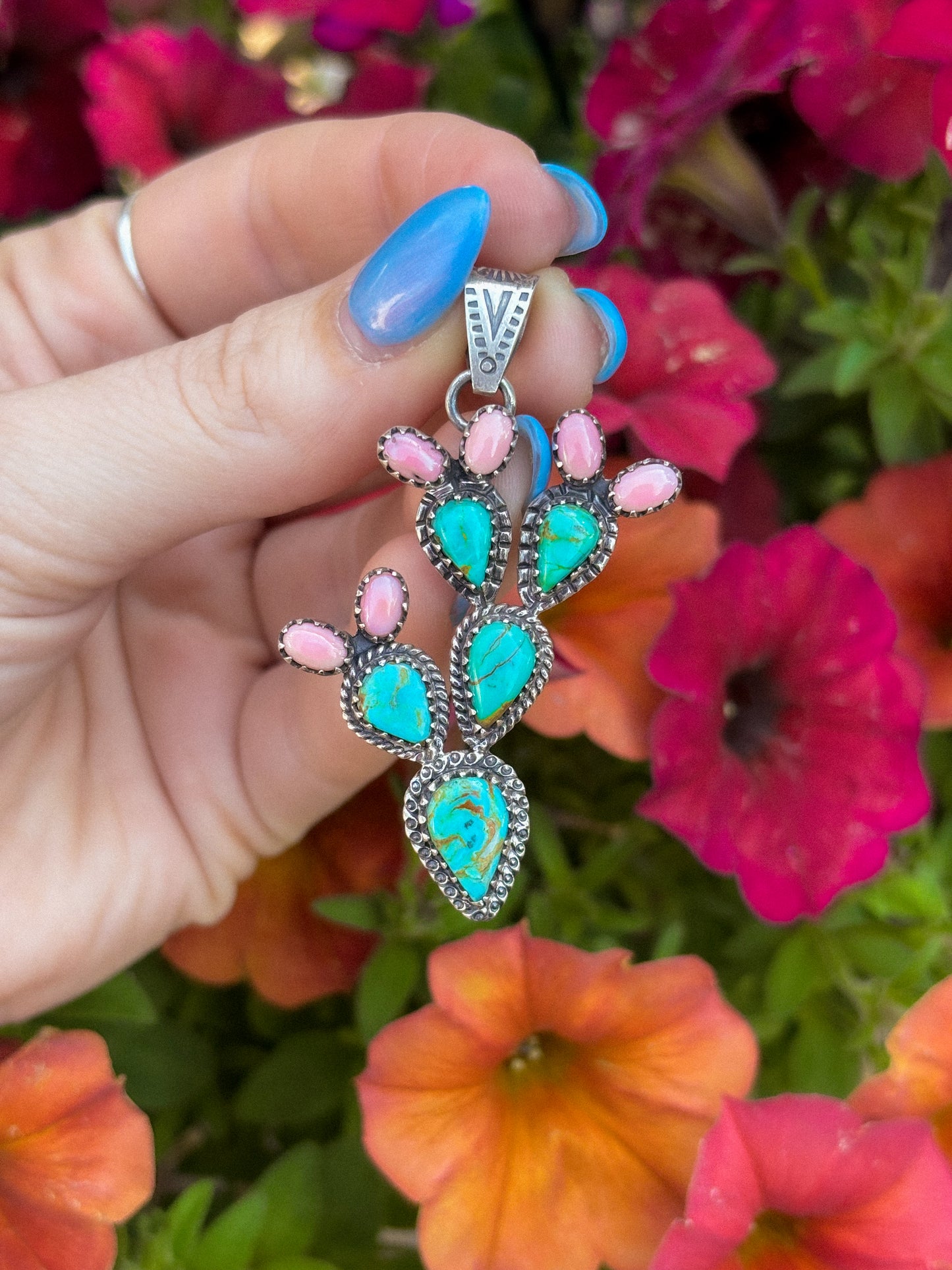 Blue & Pink Cactus Pendant