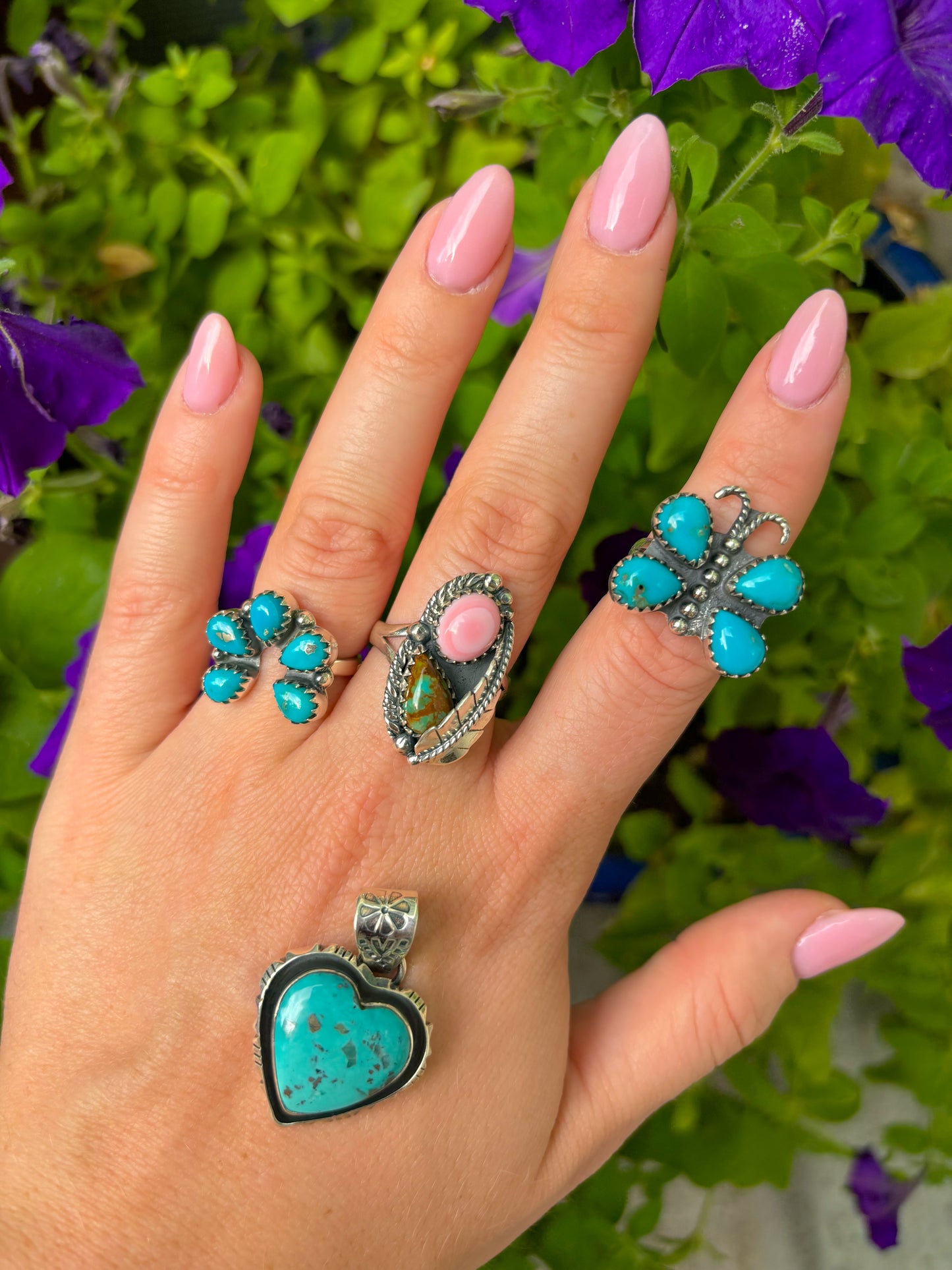 Double Stone & Feather Ring-10