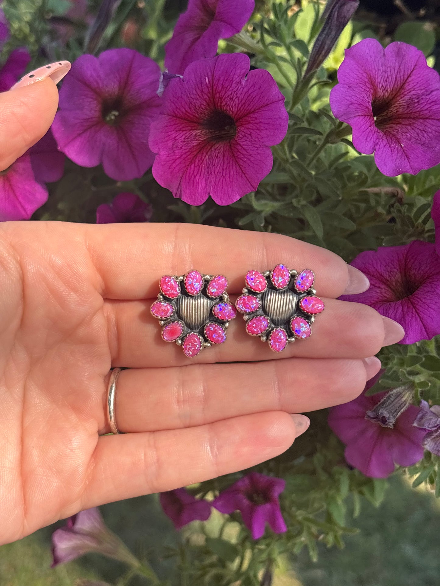 Pink Opal Heart Clusters