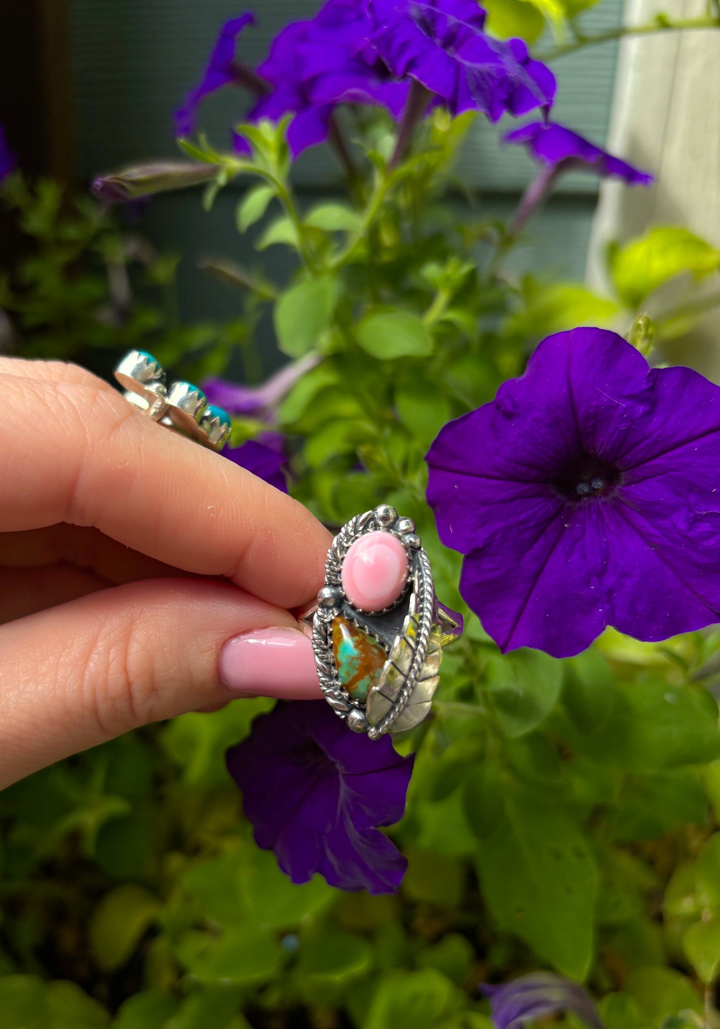 Double Stone & Feather Ring-10