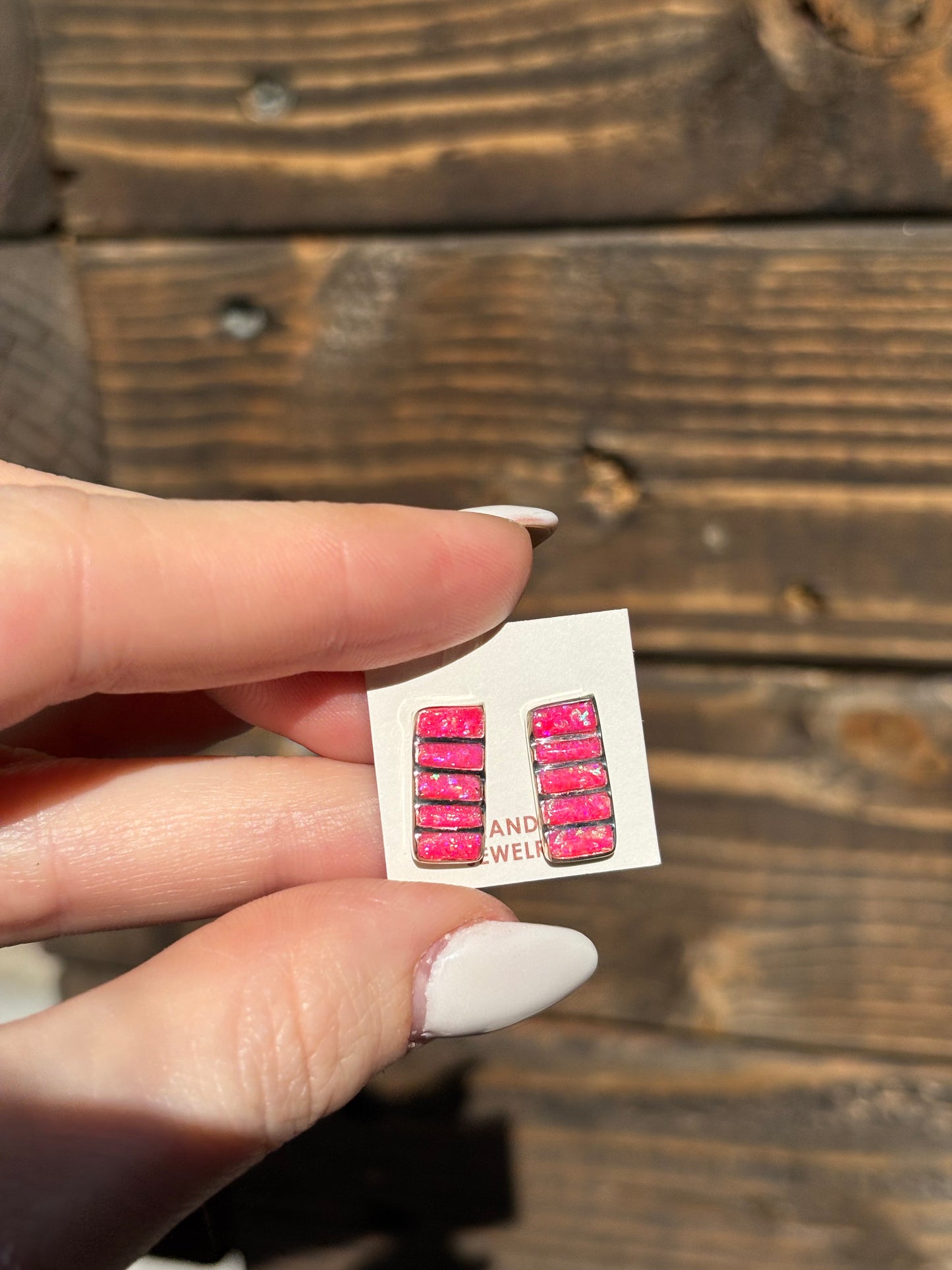 Zuni Pink Bar Earrings