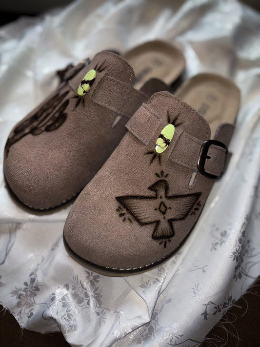 Hand Burned Clogs -9W