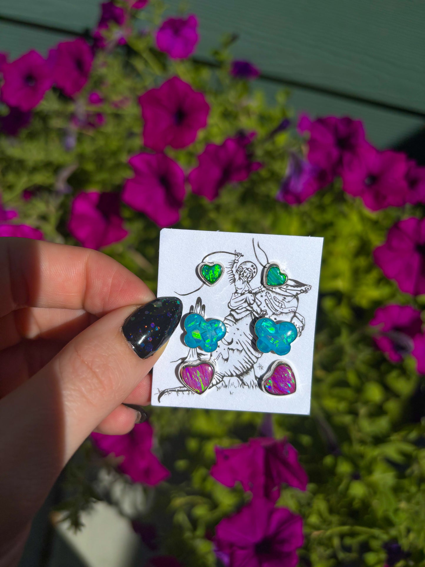 3 Pair Opal Studs