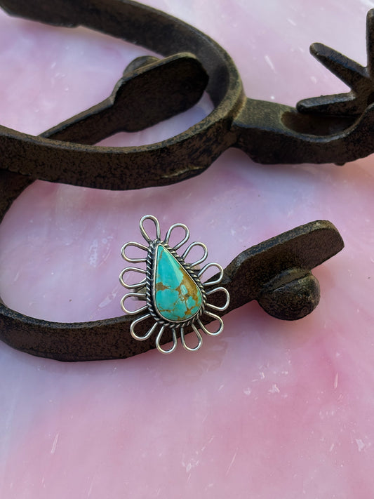 Turquoise Flower Ring - 8