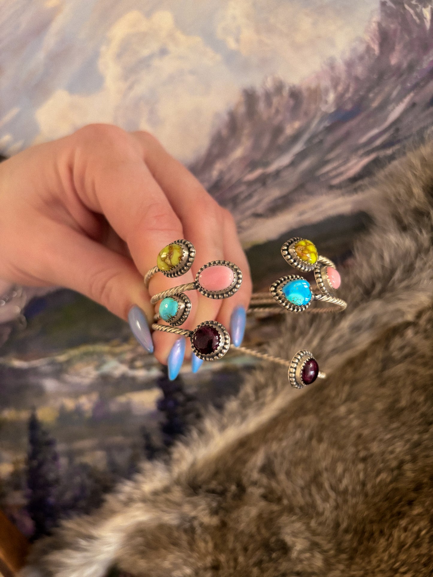 Double Stone Open Cuffs