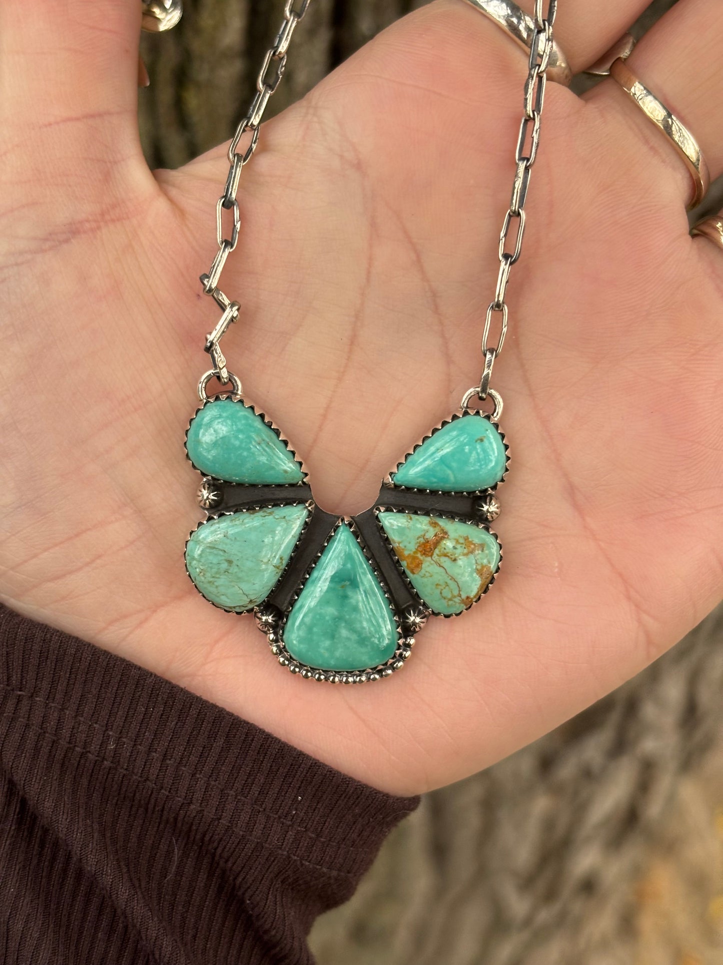 Large Turquoise Cluster Necklace
