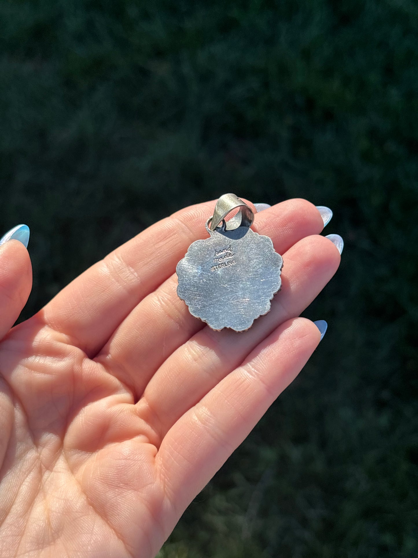 Pink Conch & Lapis Pendant