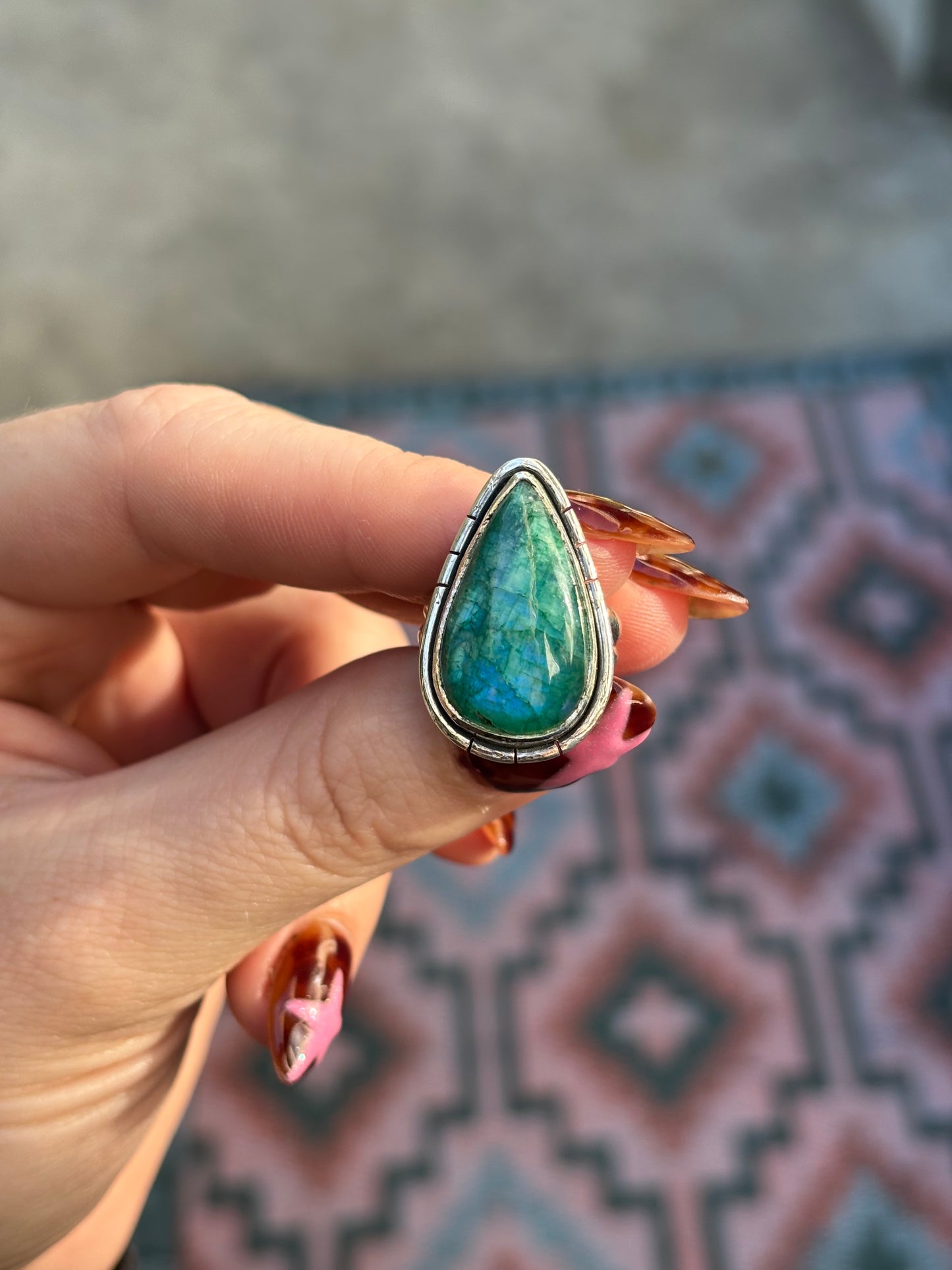 Green Moonstone Ring - 6