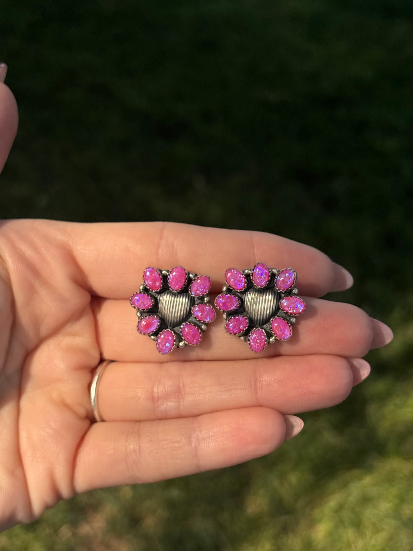 Pink Opal Heart Clusters