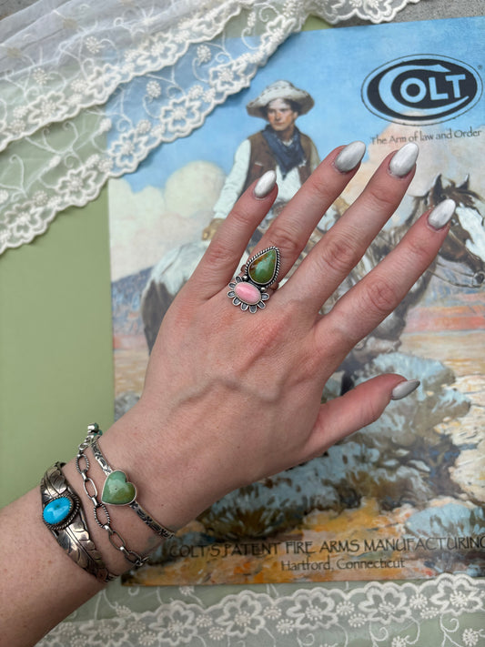 Pink & Green Ring-6.75