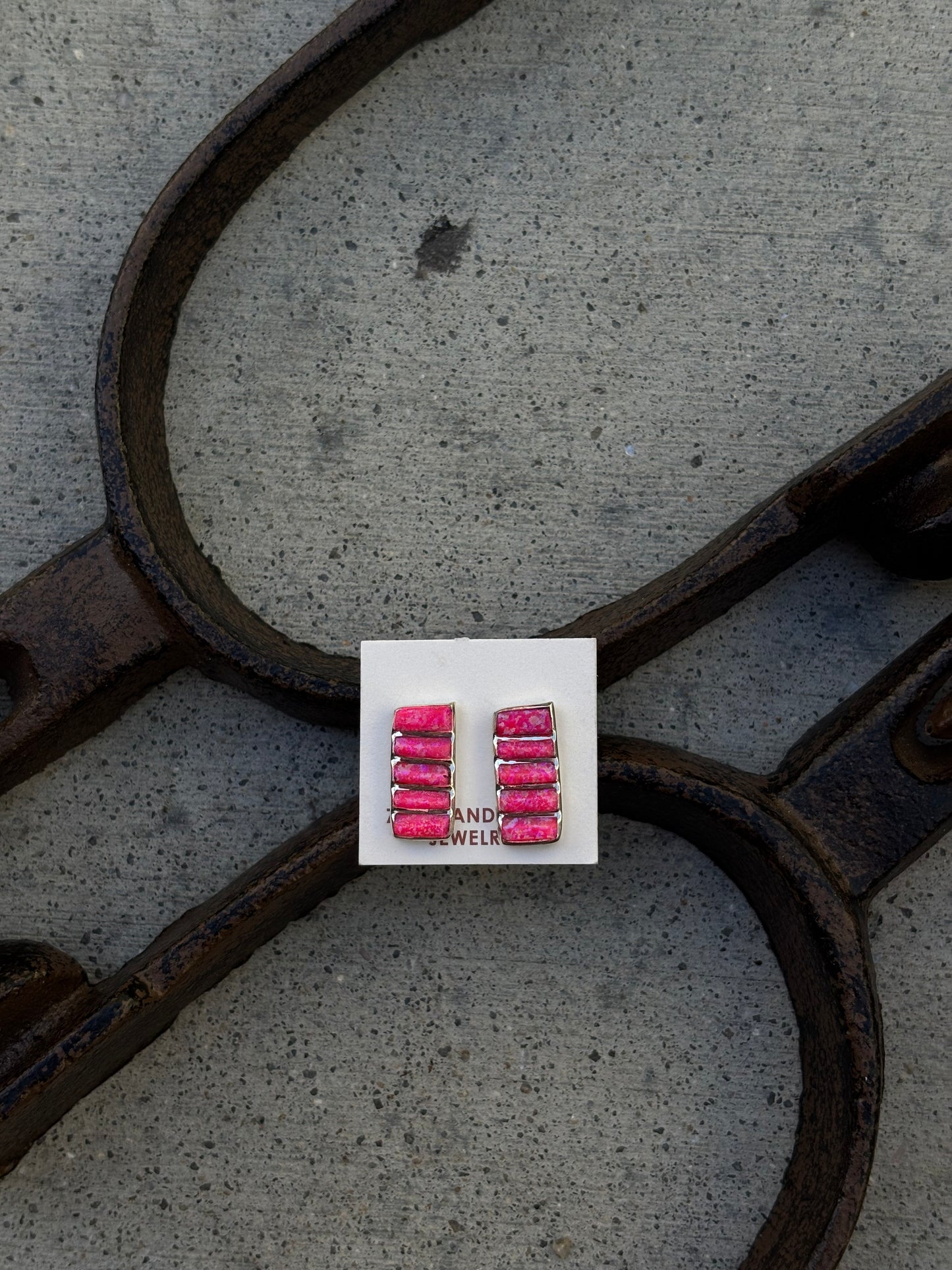 Zuni Pink Bar Earrings