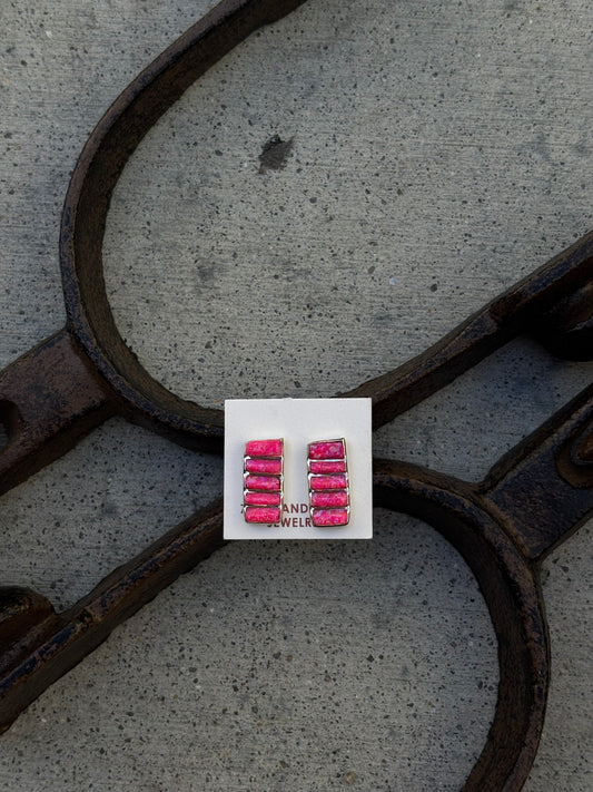 Zuni Pink Bar Earrings