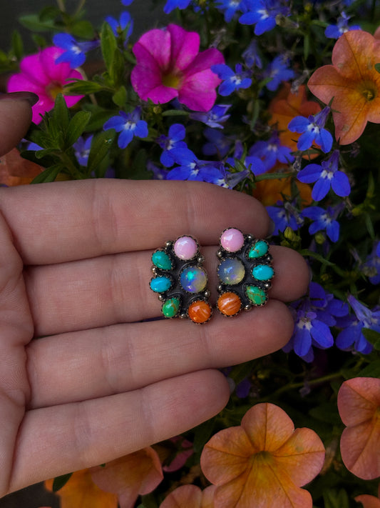 Opal Cluster Earrings