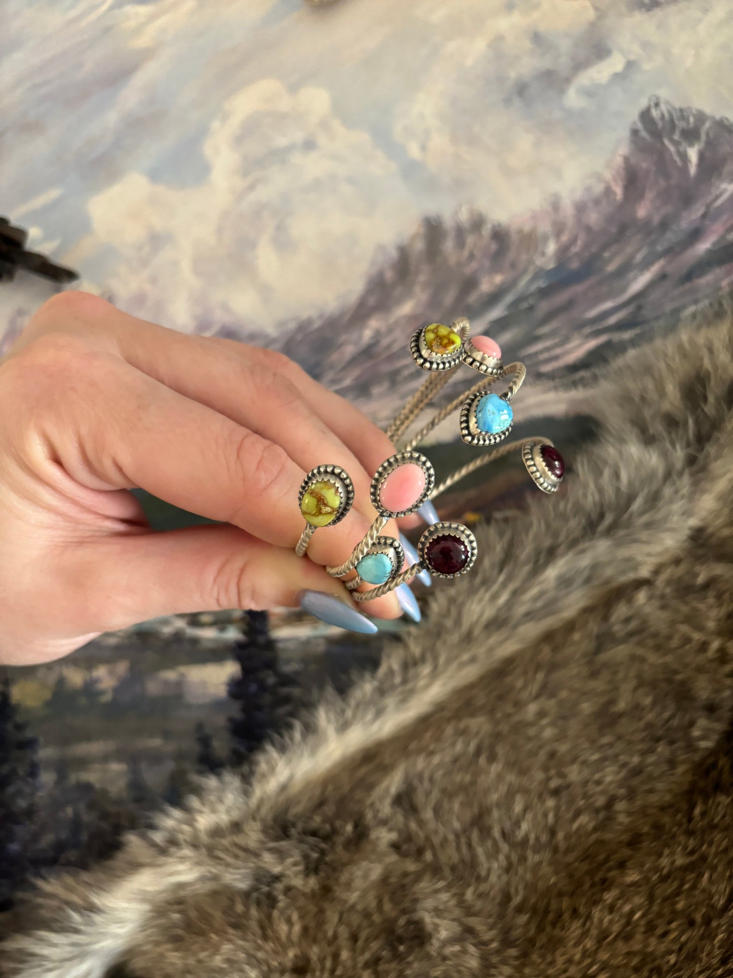 Double Stone Open Cuffs