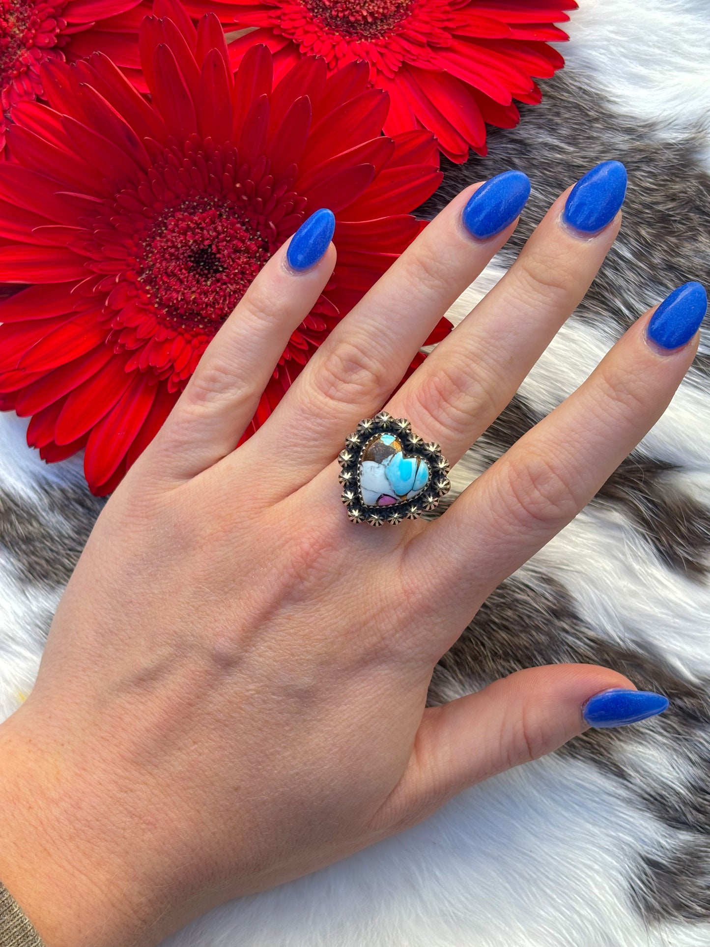 Cotton Candy Heart Ring- Adjustable