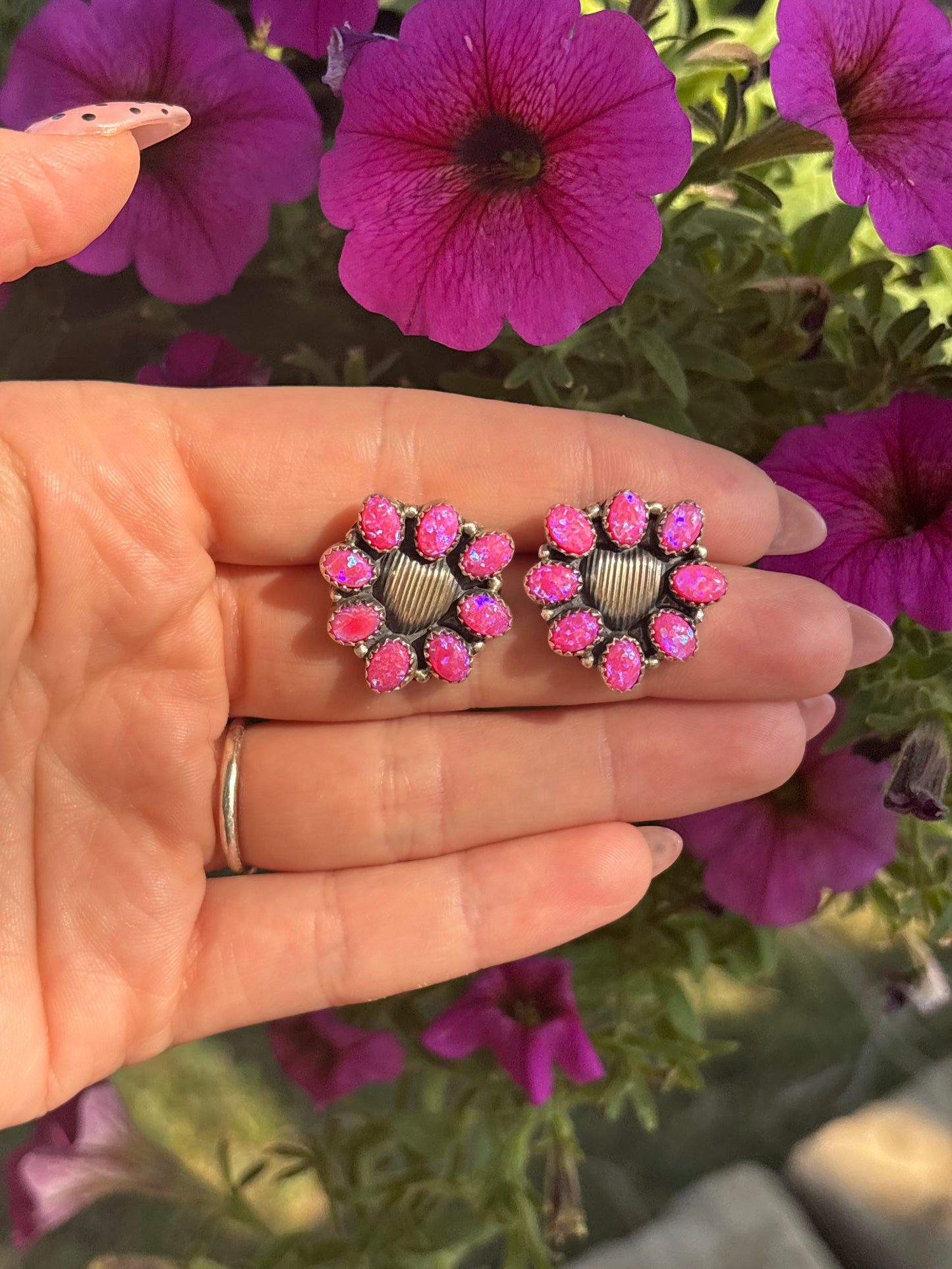 Pink Opal Heart Clusters