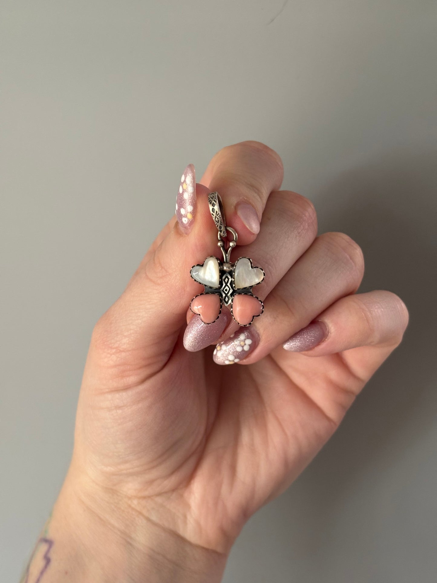 MOP & Pink Butterfly Pendant