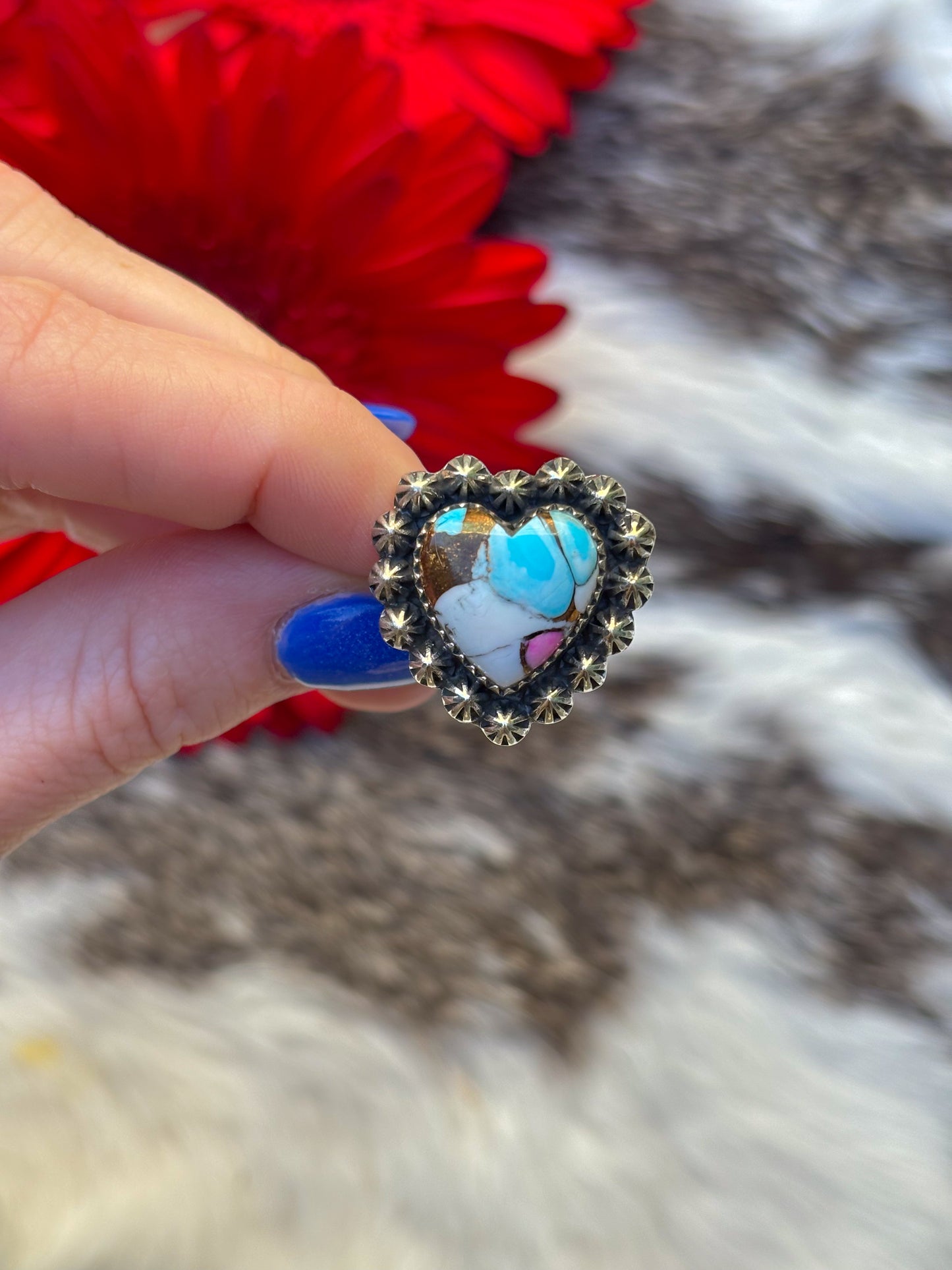 Cotton Candy Heart Ring- Adjustable