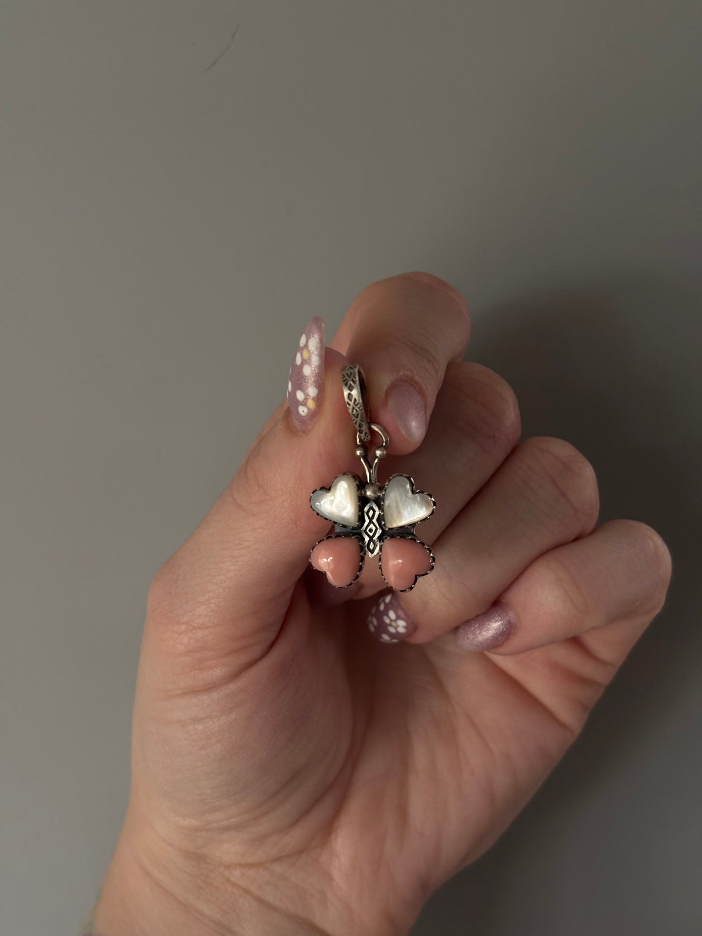 MOP & Pink Butterfly Pendant
