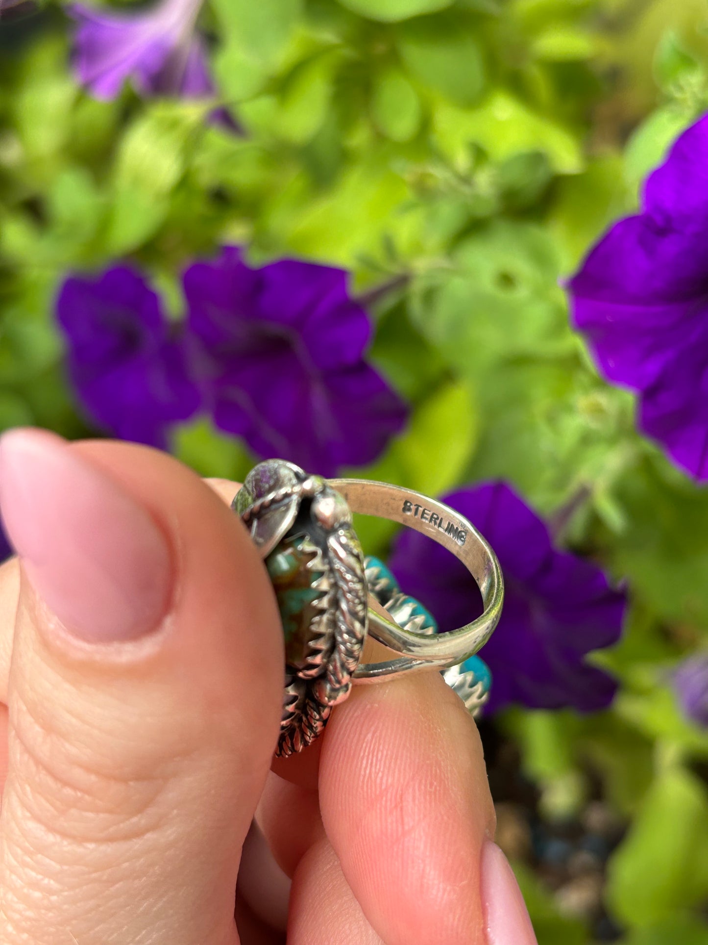 Double Stone & Feather Ring-10